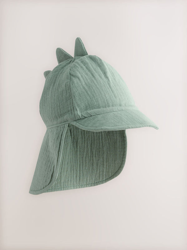 Green Dinosaur 100% Cotton Baby Legionnaire Hat (0mths-2yrs)