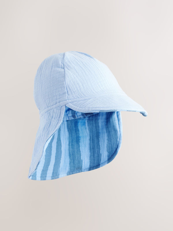 Blue Stripe 100% Cotton Baby Legionnaire Hat (0mths-2yrs)