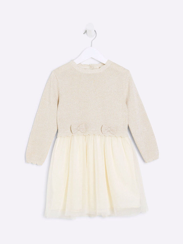 River Island Cream Girls Mesh Tutu 100% Cotton Dress