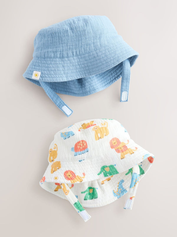 Blue Baby Bucket Hats 2 Pack (0mths-2yrs)