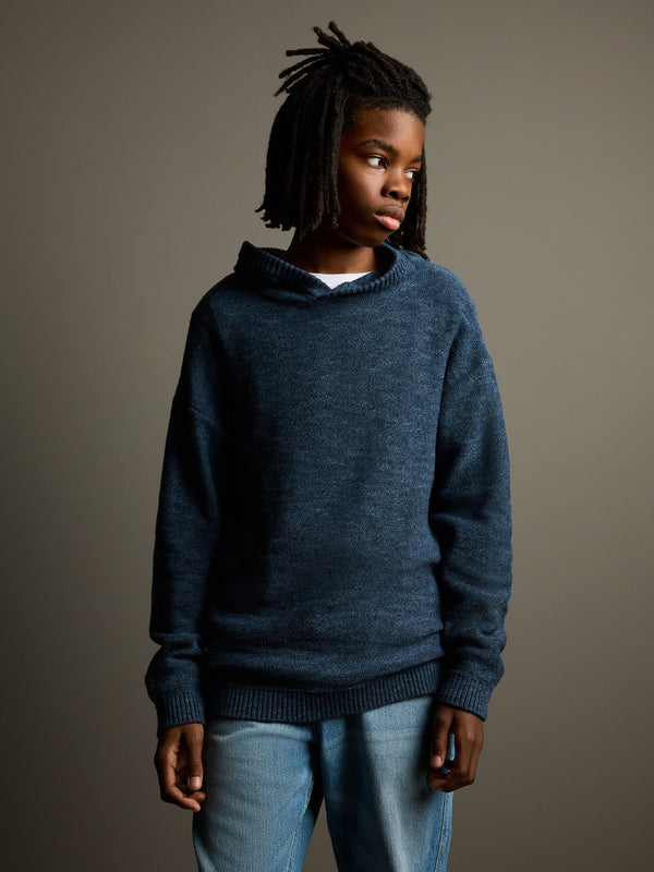 Dark Blue Knitted Hoodie (3-16yrs)