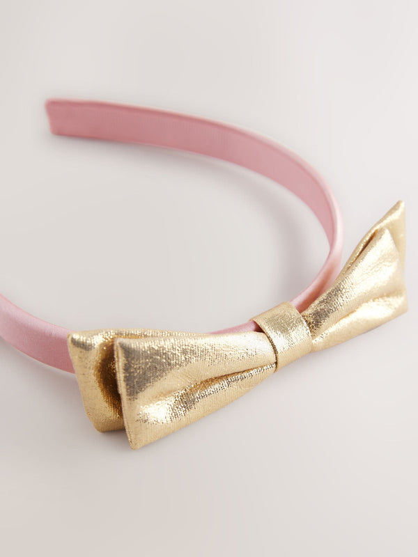 Gold Bow and Cream Aliceband