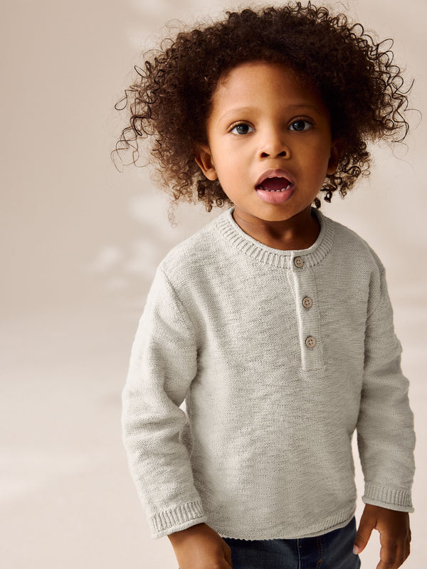 Neutral Knitted Henley Jumper (3mths-7yrs)