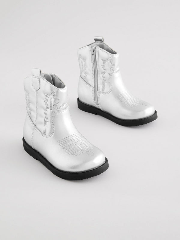 Silver Metallic Western Boots