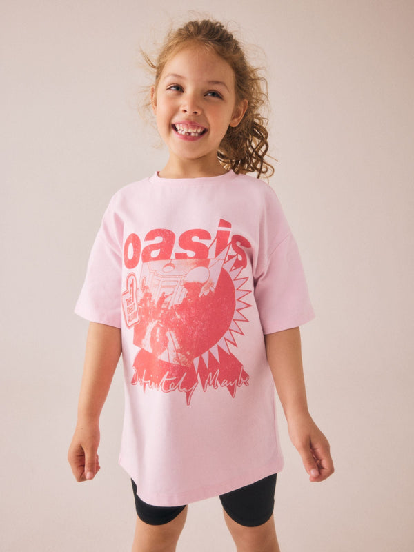 Pink/Red Oversized Oasis Band T-Shirt (3-16yrs)