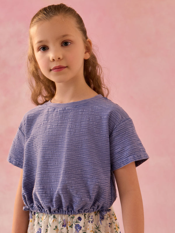 Blue Ruched Hem Textured T-Shirt (3-16yrs)