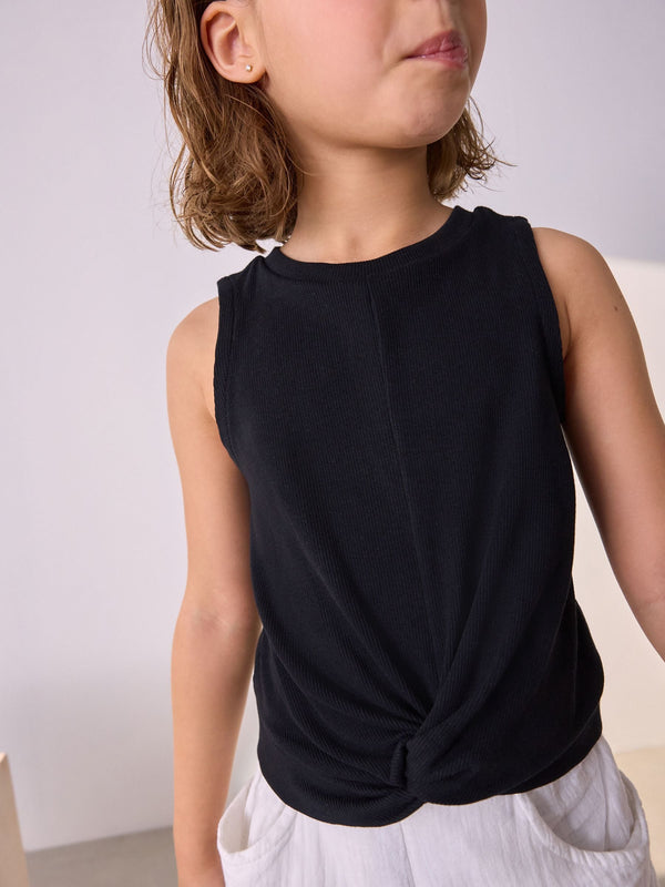 Black Wrap Front Rib Vest (3-16yrs)