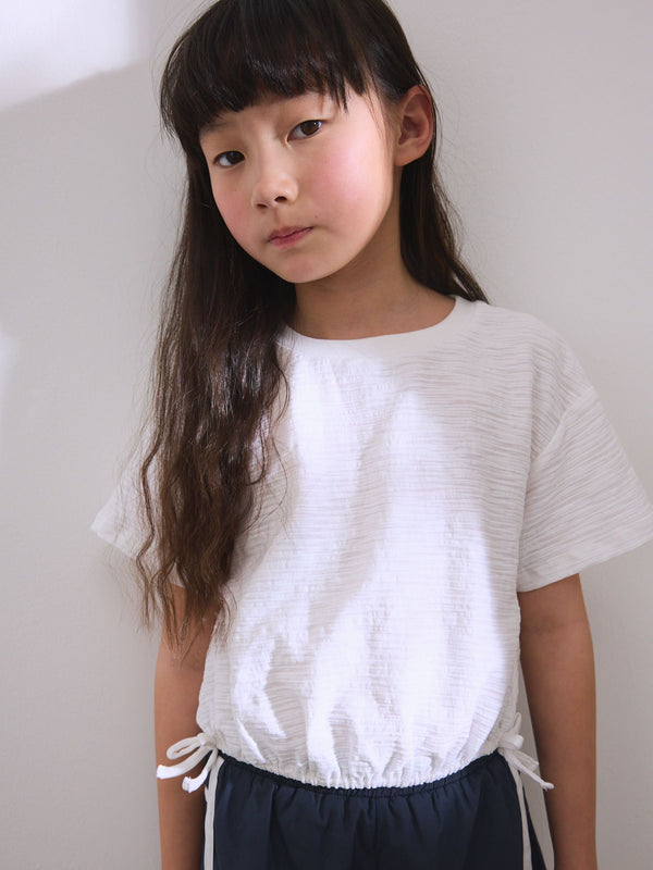 White Ruched Hem Textured T-Shirt (3-16yrs)