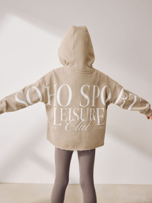 Beige Slogan Hoodie And Leggings Set (3-16yrs)