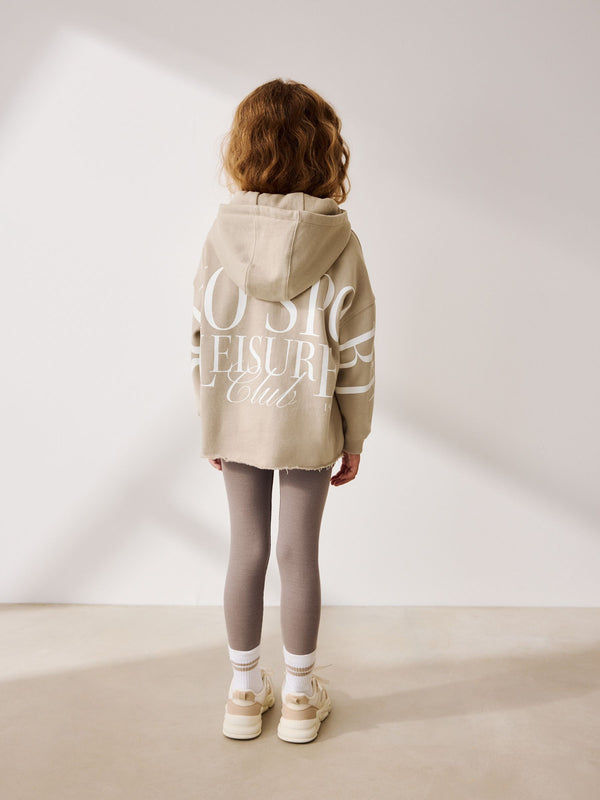 Beige Slogan Hoodie And Leggings Set (3-16yrs)