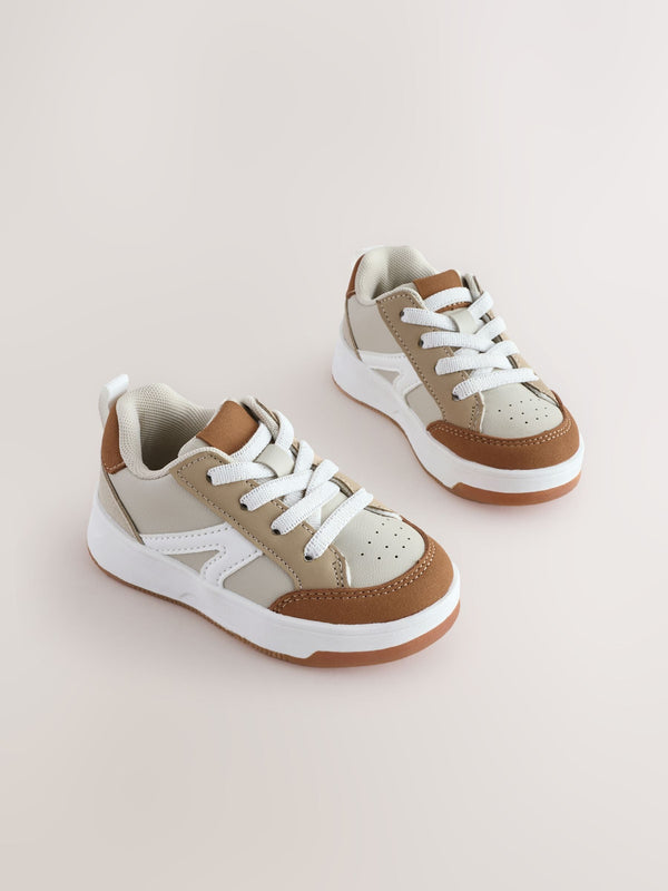 Neutral Standard Fit (F) Elastic Lace Trainers