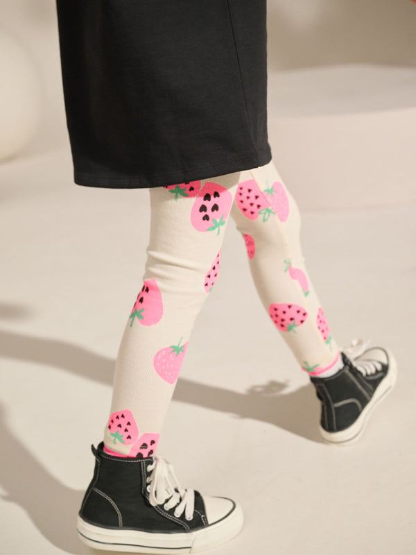 Yellow Strawberry Rib Leggings (3-16yrs)