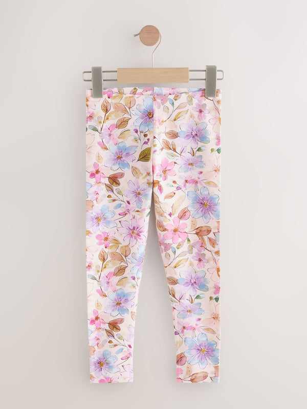 Pink Floral Printed Leggings (3-16yrs)