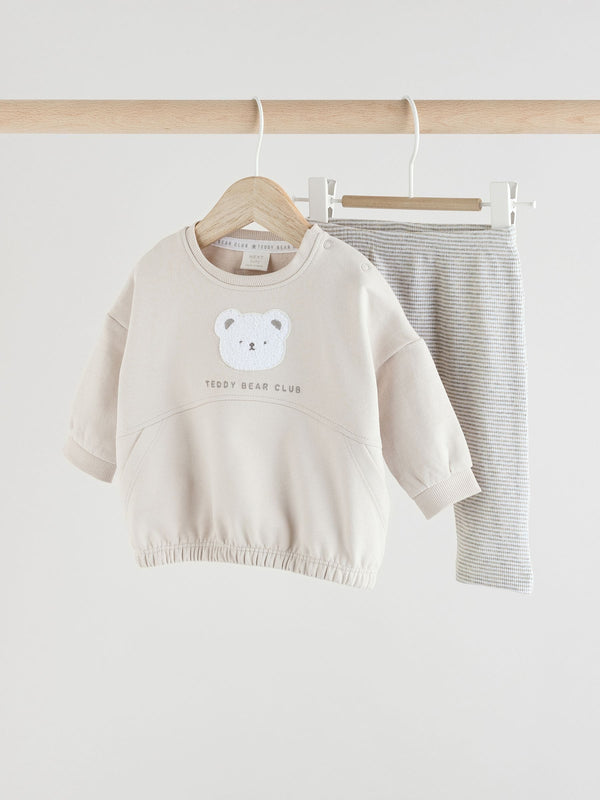 Grey Bear Baby Sweatshirt and Leggings Set