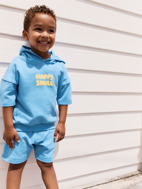 Blue/Yellow Hooded Sweatshirt and Shorts Set (3mths-8yrs)