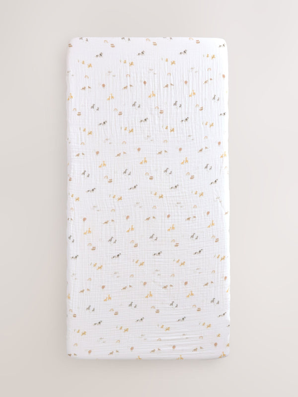 2 Pack Mini Jungle Baby Muslin Fitted Sheets