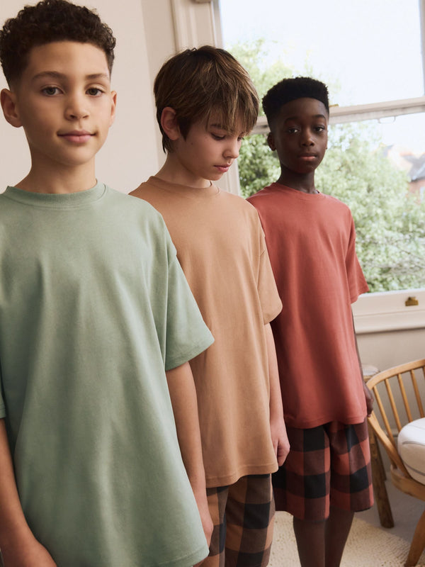 Green/Orange Woven Check Short Pyjamas 3 Pack (3-16yrs)