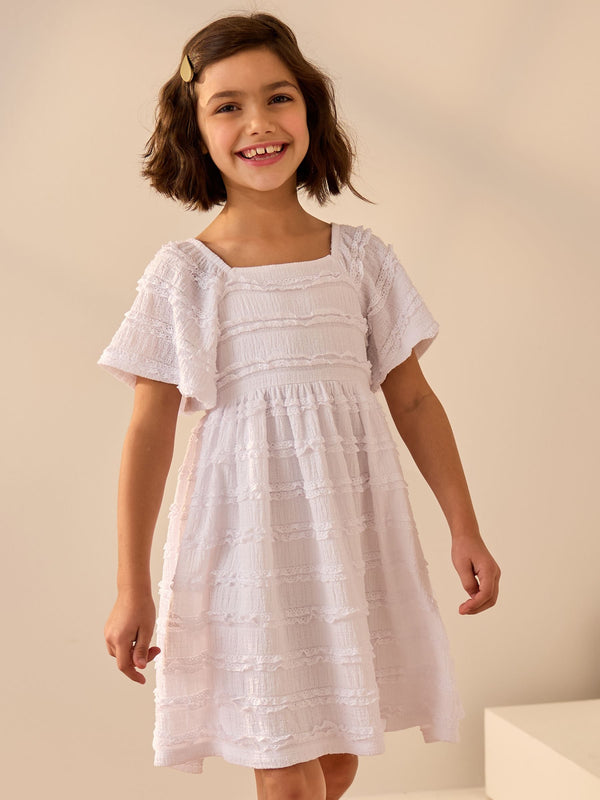 White Frill Detail Summer Dress (3-16yrs)