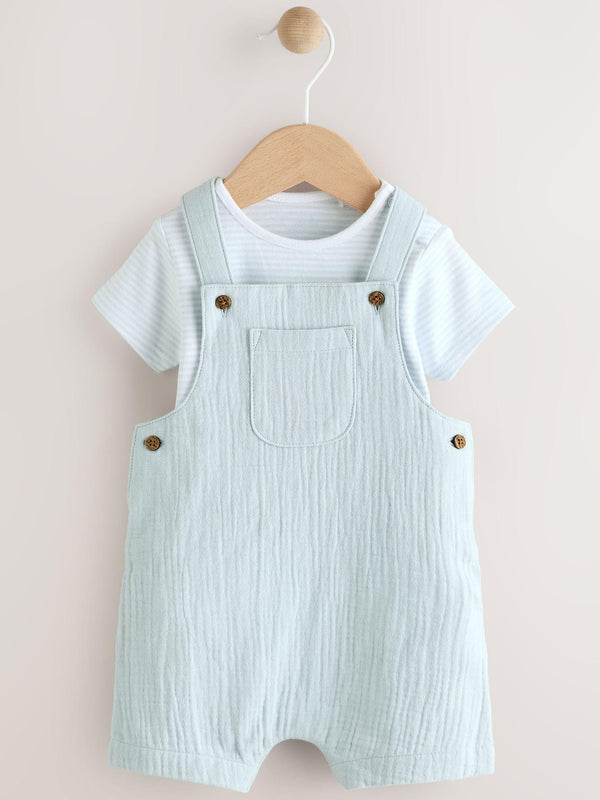 Blue Baby Woven Dungarees and Bodysuit Set (0mths-2yrs)
