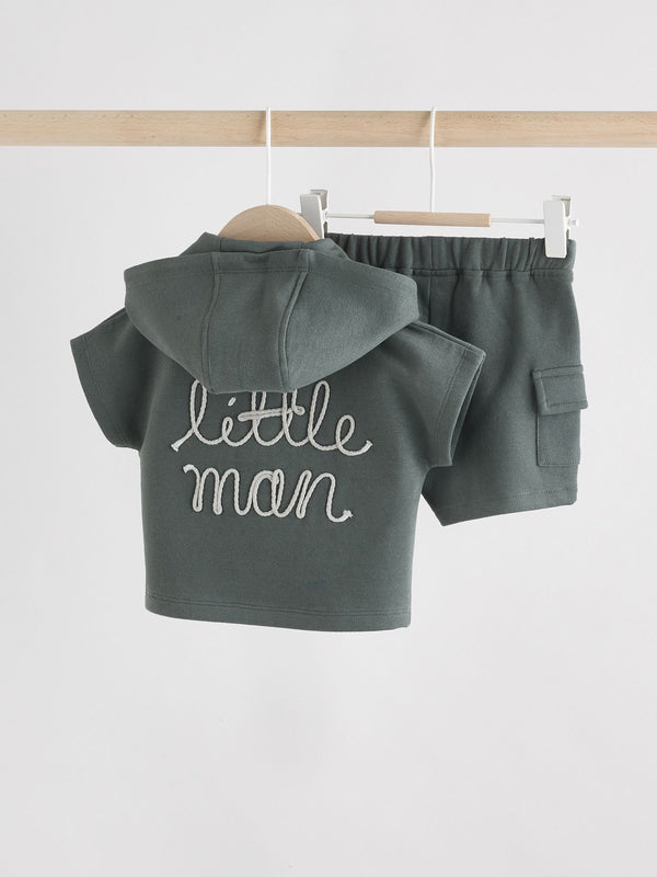 Mono Little Man Hooded Sweat and Shorts Baby Set