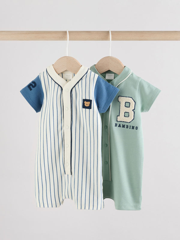 Minerals 100% Cotton Varsity Rompers 2 Pack