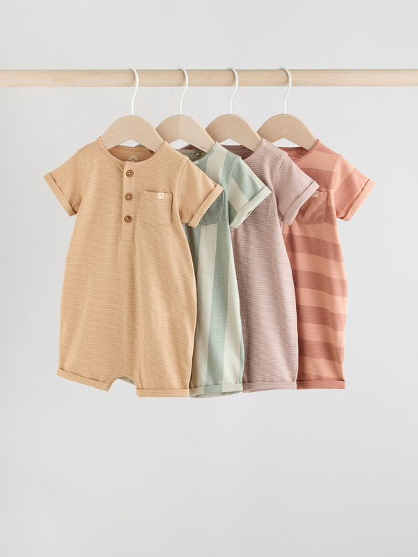 Minerals Grandad Button Neck 4 Pack Baby Rompers