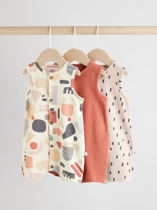 Neutral Baby 100% Cotton Vest Rompers 3 Pack