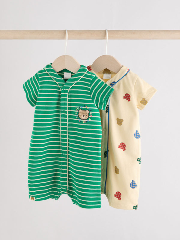 Bright 100% Cotton Varsity Rompers 2 Pack