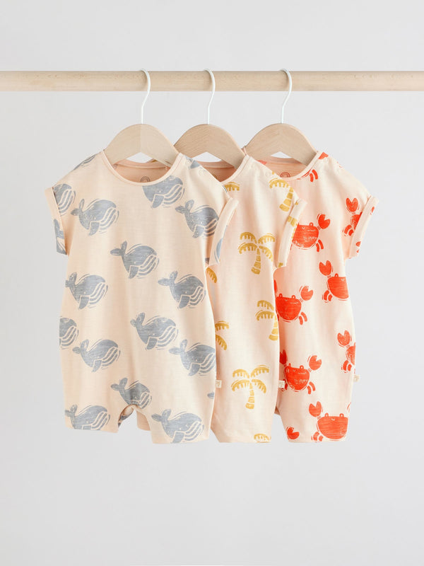 Multi Baby 100% Cotton Rompers 3 Pack
