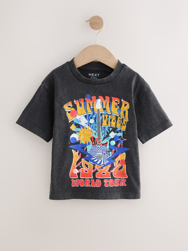 Grey Festival 100% Cotton Short Sleeve Acid Wash T-Shirt (3mths-7yrs)