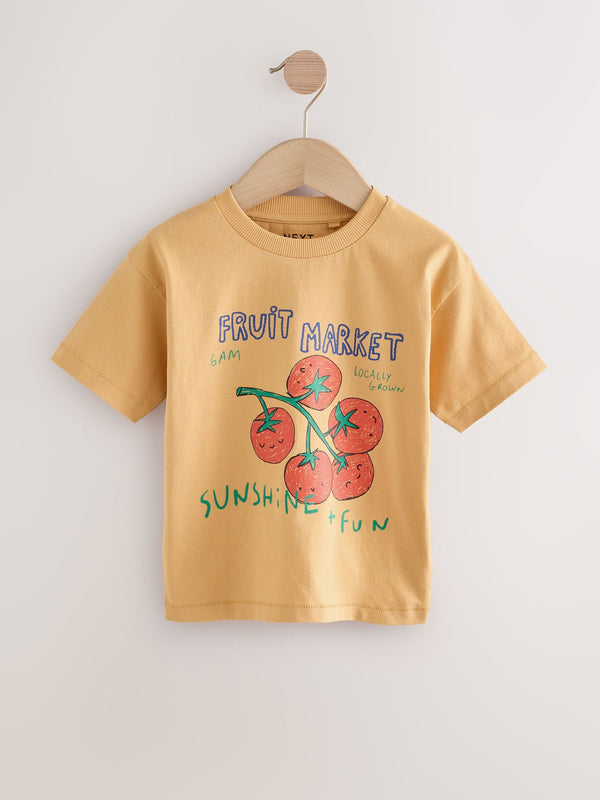 Orange Fruit Market 100% Cotton Short Sleeve Graphic Print T-Shirt (3mths-7yrs)