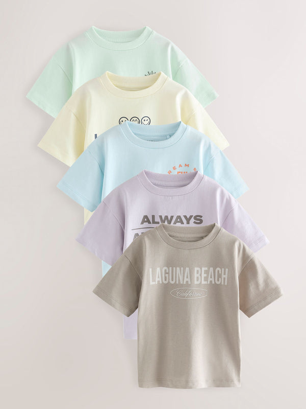 Multi Pastel Short Sleeve T-Shirts 5 Pack (3mths-7yrs)