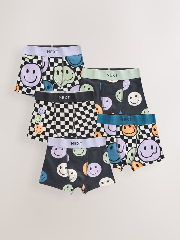 Checkerboard Smile Pattern Trunks 5 Pack (1.5-16yrs)