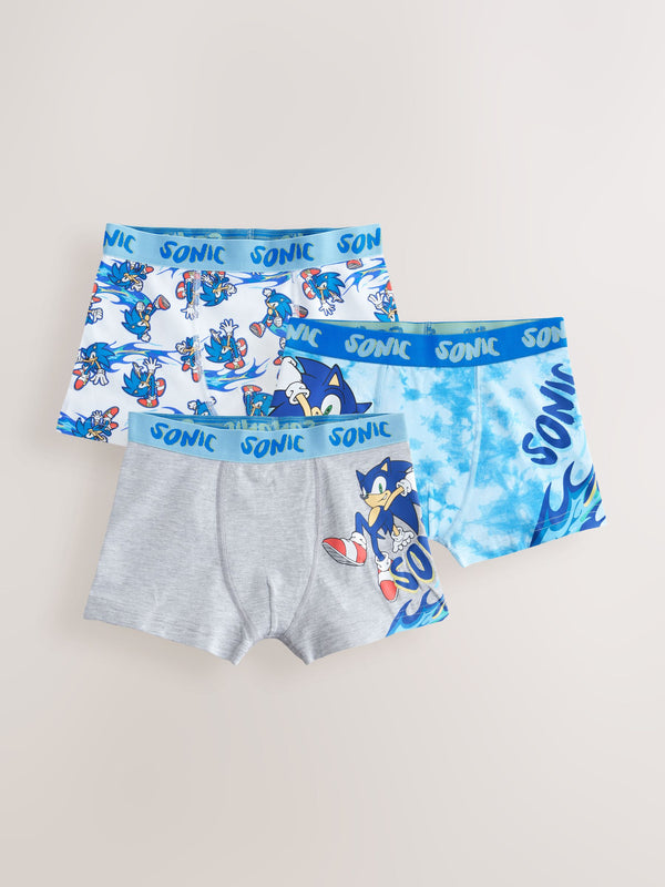 Blue Sonic Boxers 3 Pack (2-14yrs)