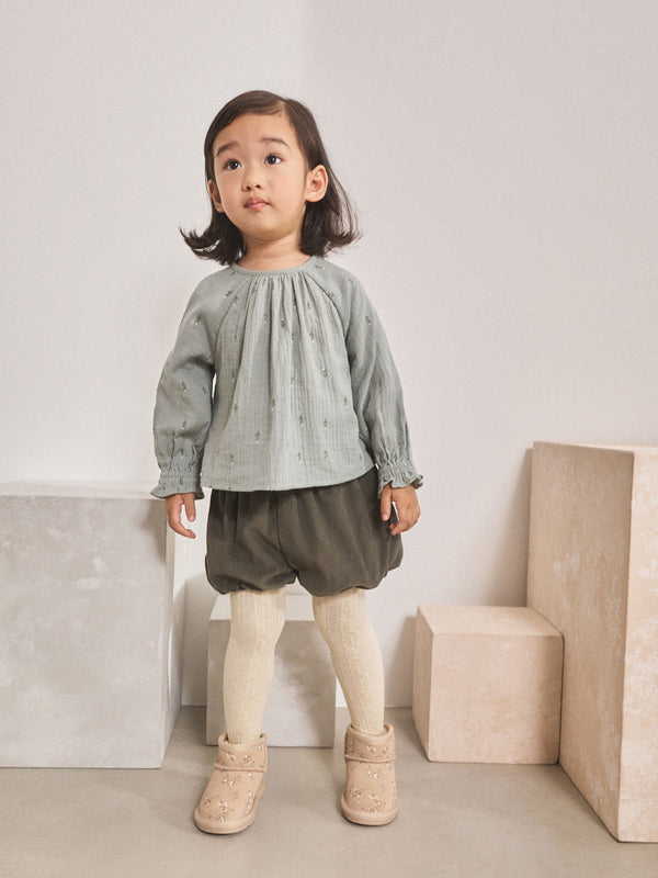 Green Puffball Shorts and Blouse Set (3mths-7yrs)