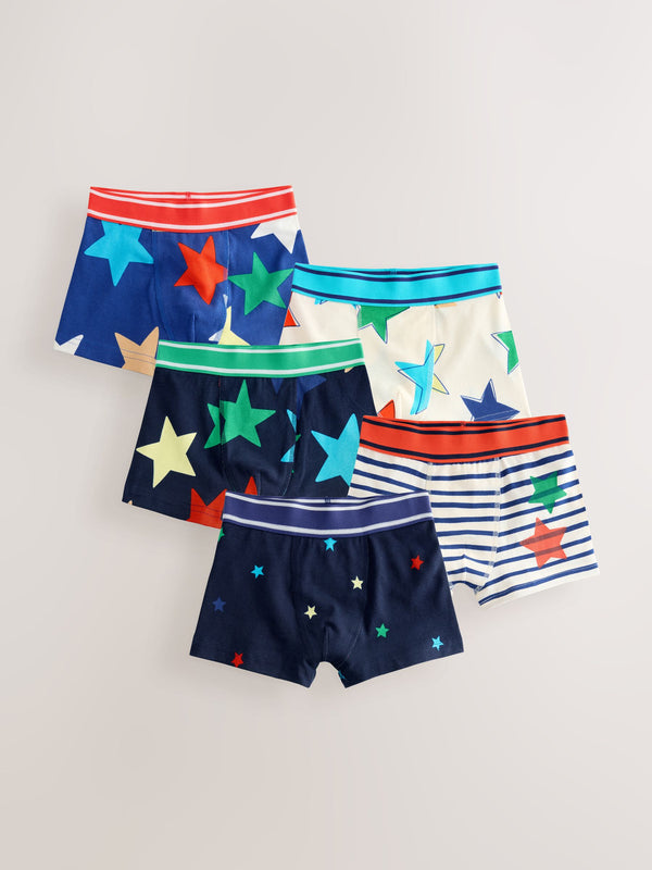 Multi Stars & Stripes Pattern Trunks 5 Pack (1.5-16yrs)