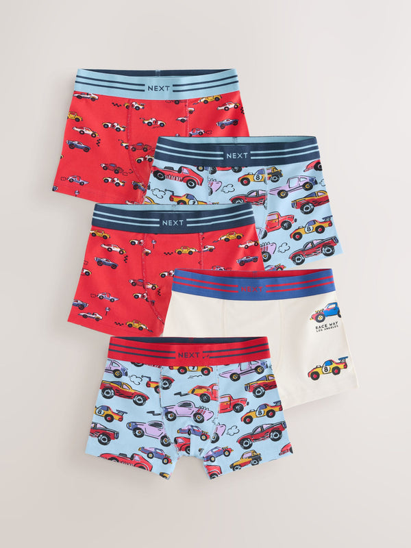 Red/Blue Racing Cars Boxers Trunks 5 Pack (1.5-12yrs)