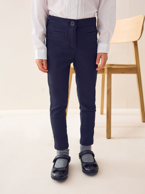 Navy Blue Shorter Length School Skinny Stretch Trousers (3-18yrs)