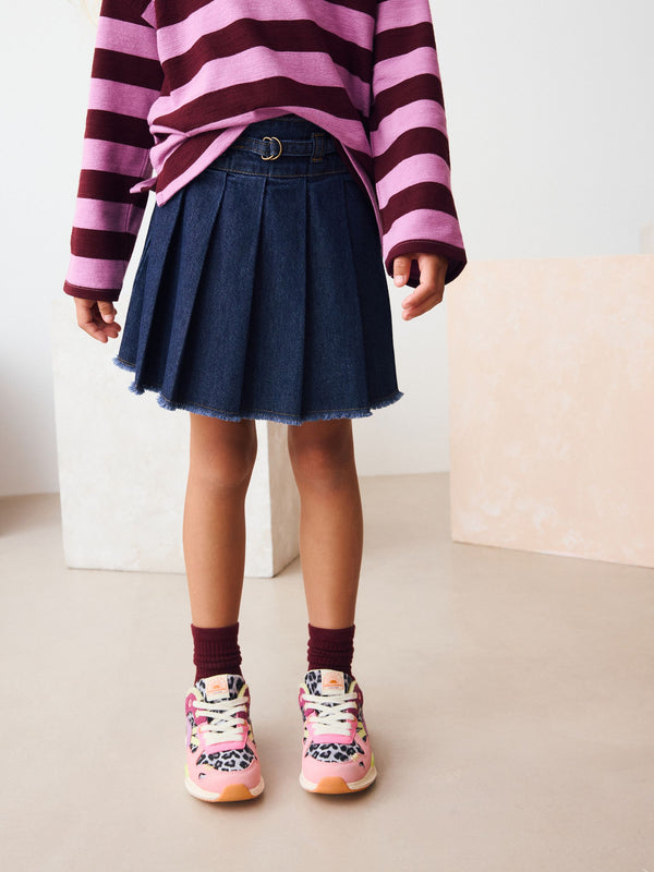 Dark Wash Denim Pleated Skirt (3-16yrs)