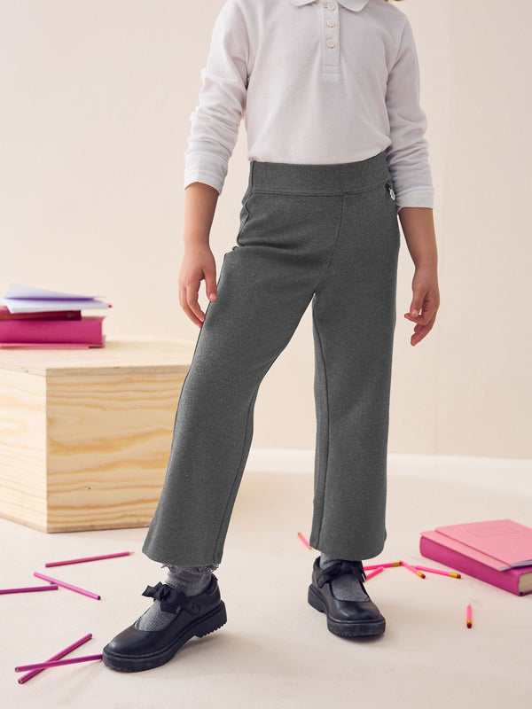 Charcoal Grey Shorter Length Pull-On Cotton Rich Stretch Boot Cut School Trousers (3-16yrs)