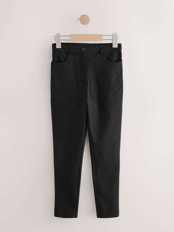 Black Shorter Length Skinny Fit Stretch High Waist School Trousers (9-18yrs)