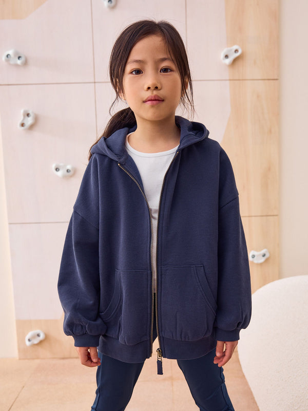 Navy Zip Through Sports Hoodie (3-16yrs)