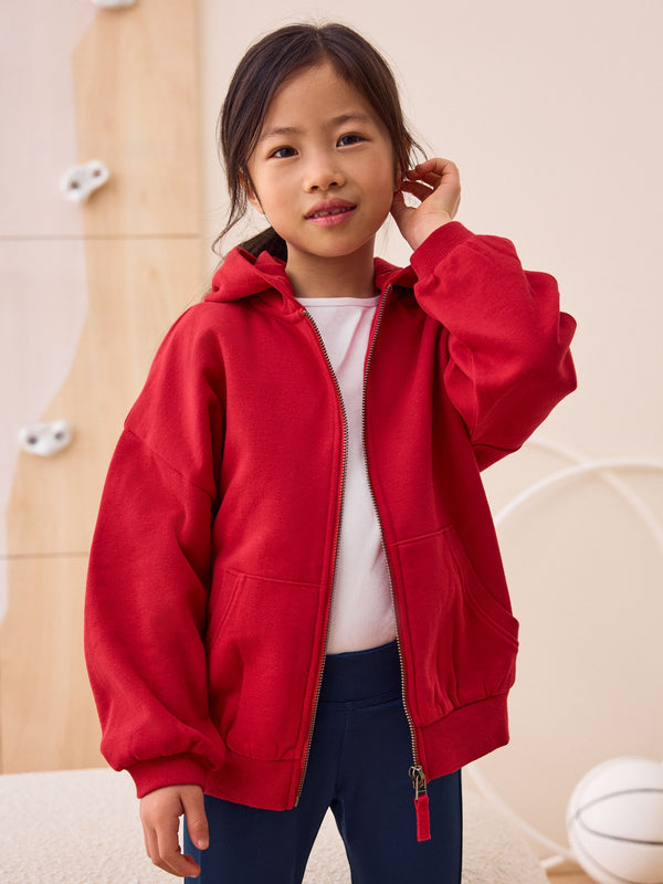 Red Zip Through Sports Hoodie (3-16yrs)