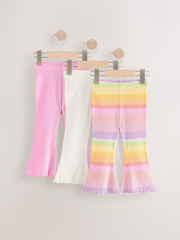 Rainbow Ribbed Flare Leggings 3 Pack (3mths-7yrs)