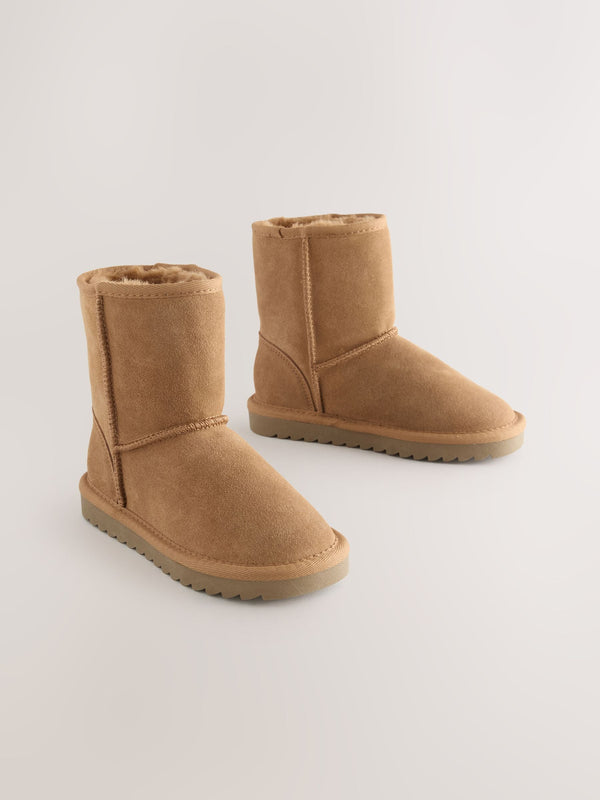 Tan Brown Water Repellent Suede Pull On Boots