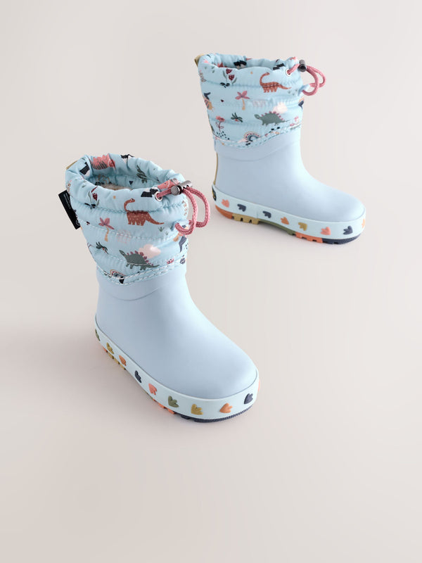 Blue Dinosaur Thinsulate Lined Cuff Wellies