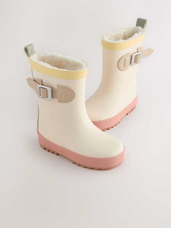 Neutral Colourblock Buckle Wellies