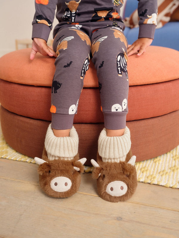 Brown Hamish The Highland Cow Slipper Boots