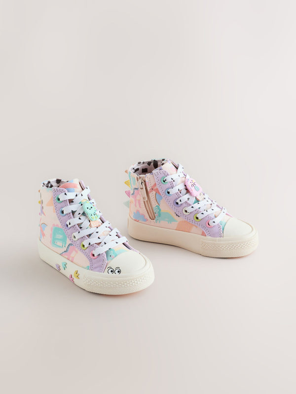 Multi Dinosaur Standard Fit (F) Character High Top Trainers