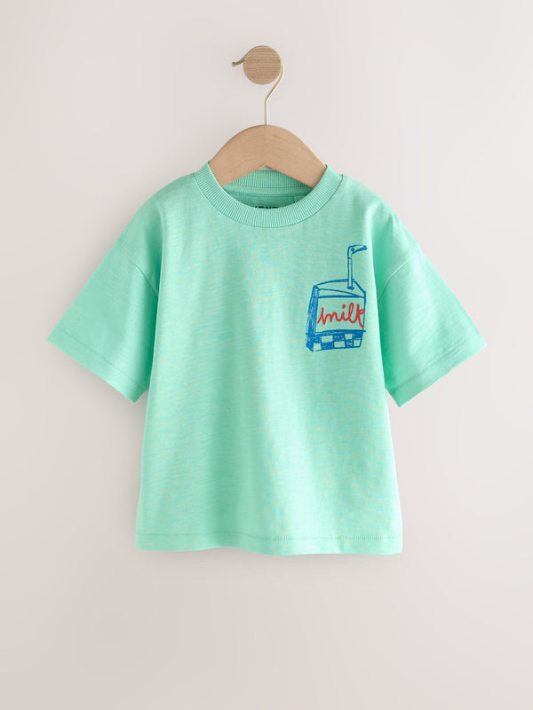 Blue Croissant Short Sleeve Back Print T-Shirt (3mths-7yrs)
